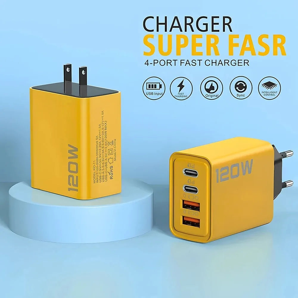 Total 120W Fast Charger USB Type C Cable Fast Charging Phone