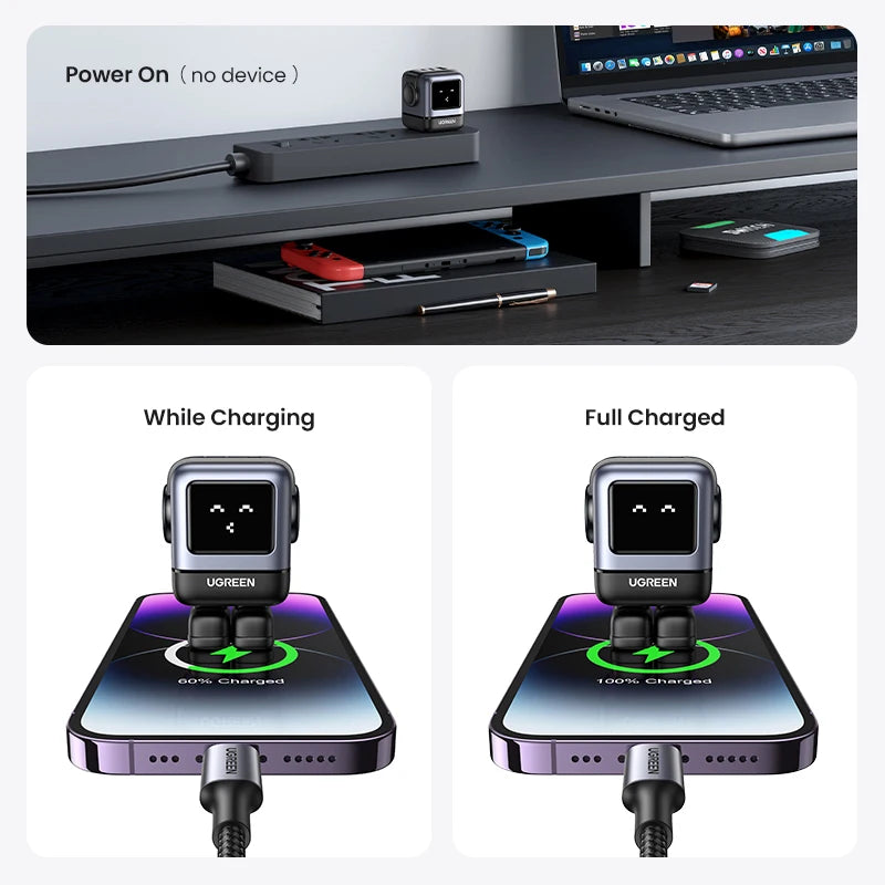 US Plug UGREEN 65W 30W GaN Charger Robot Design PD3.0 Fast C