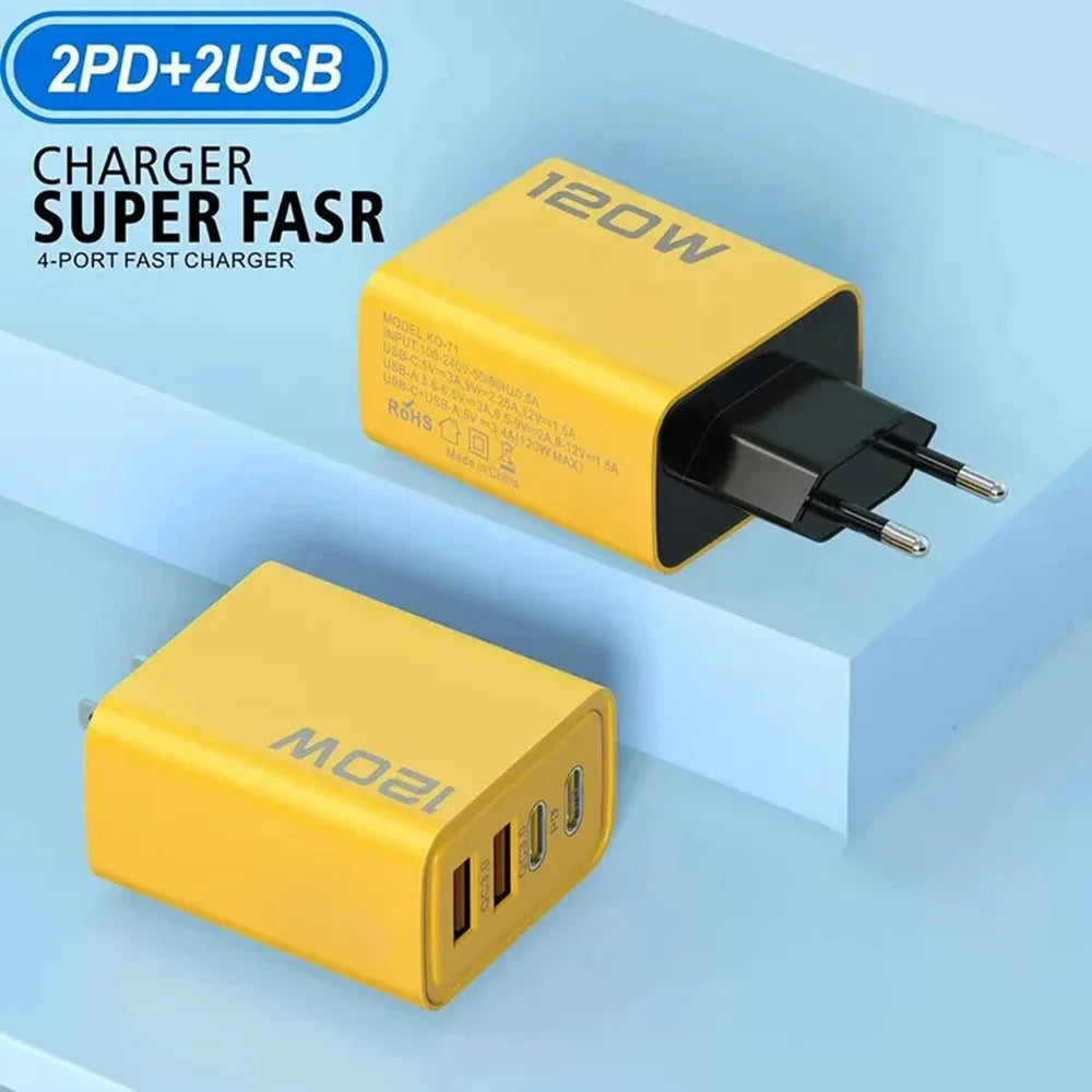 Total 120W Fast Charger USB Type C Cable Fast Charging Phone