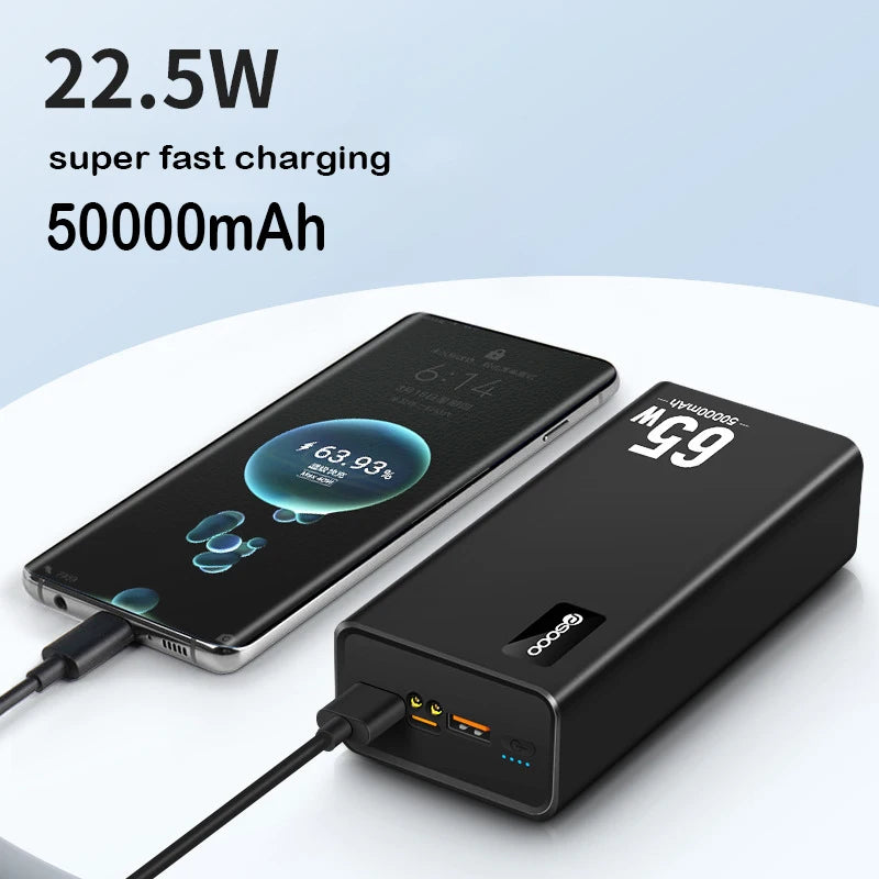50000mAh Power Bank 65W Fast Charging Powerbank Type C PD Ex