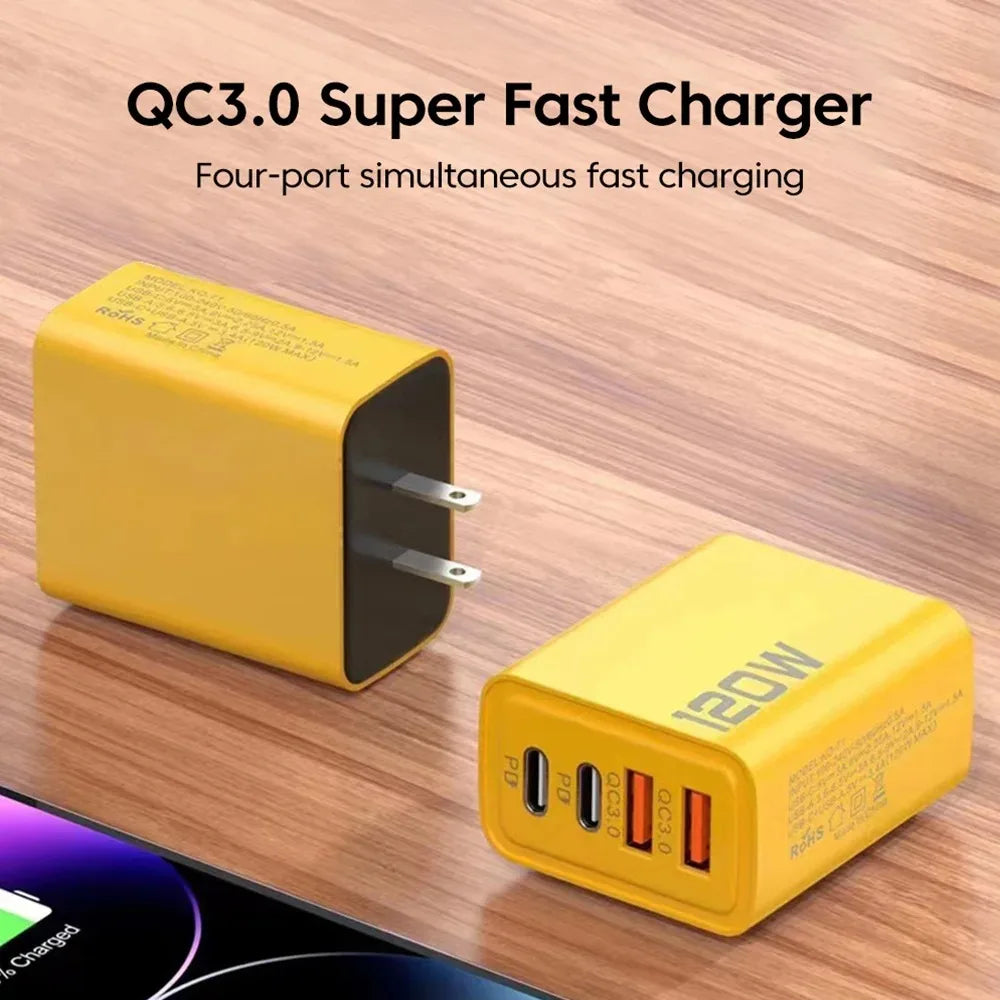 Total 120W Fast Charger USB Type C Cable Fast Charging Phone