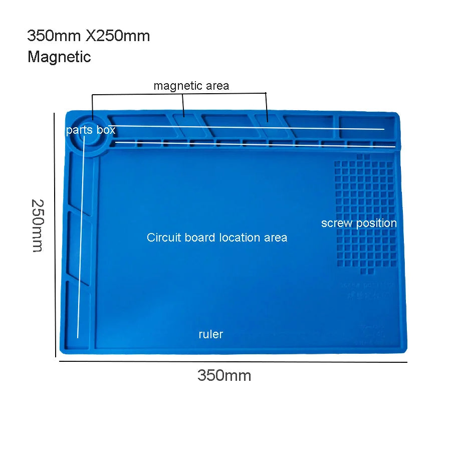 Silicone Soldering Mat Pad Desk Platform for Welding Station Iron Phone PC Repair Magnetic Heat Insulation No Lead S-160