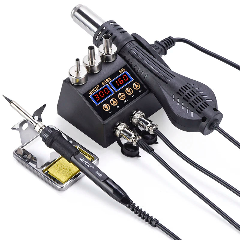JCD 750W 2 in 1 Soldering Station LCD Digital display Welding Rework Station for cell-phone BGA SMD IC Repair Solder tools 8898