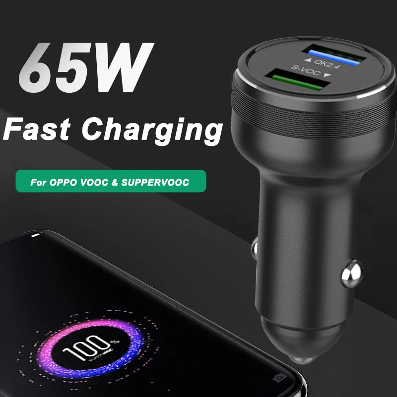 65W SUPERVOOC 2.0 Car Charger Fast Car Charging 6.5A Type-C 