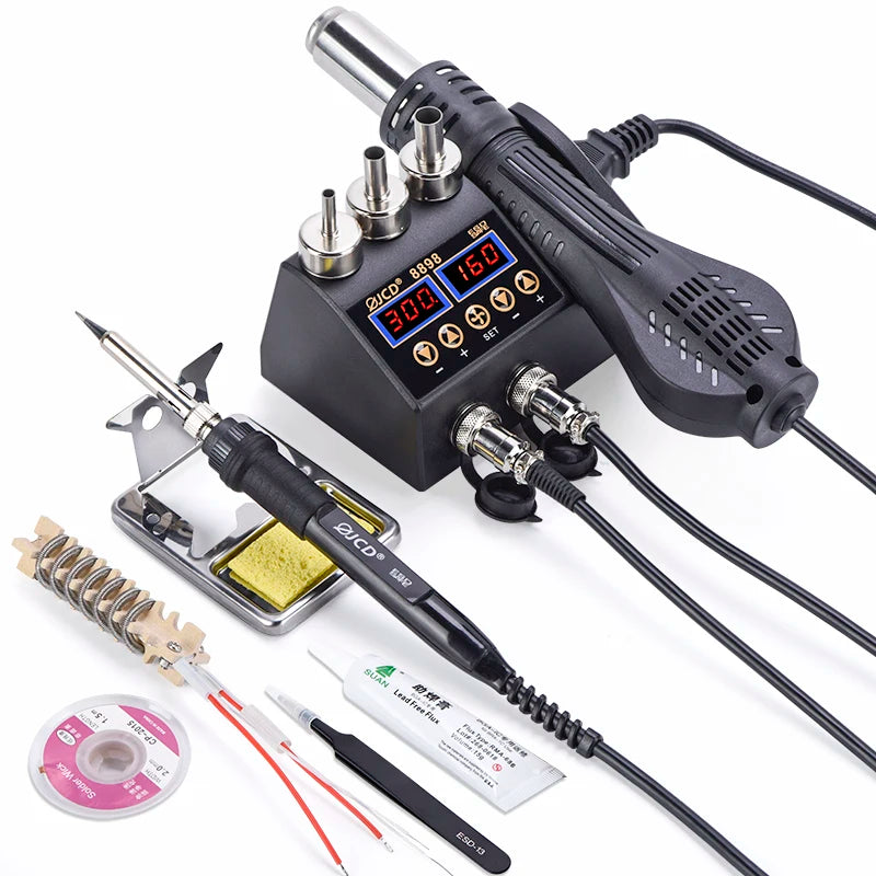 JCD 750W 2 in 1 Soldering Station LCD Digital display Welding Rework Station for cell-phone BGA SMD IC Repair Solder tools 8898