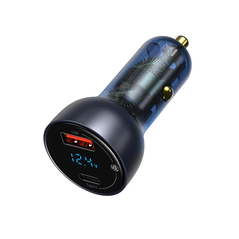 Baseus 65W Car Charger Quick Charge 4.0 3.0 USB Car Charger QC4.0 QC3.0 Type C PD Fast Charging For iPhone MacBook Laptop Xiaomi