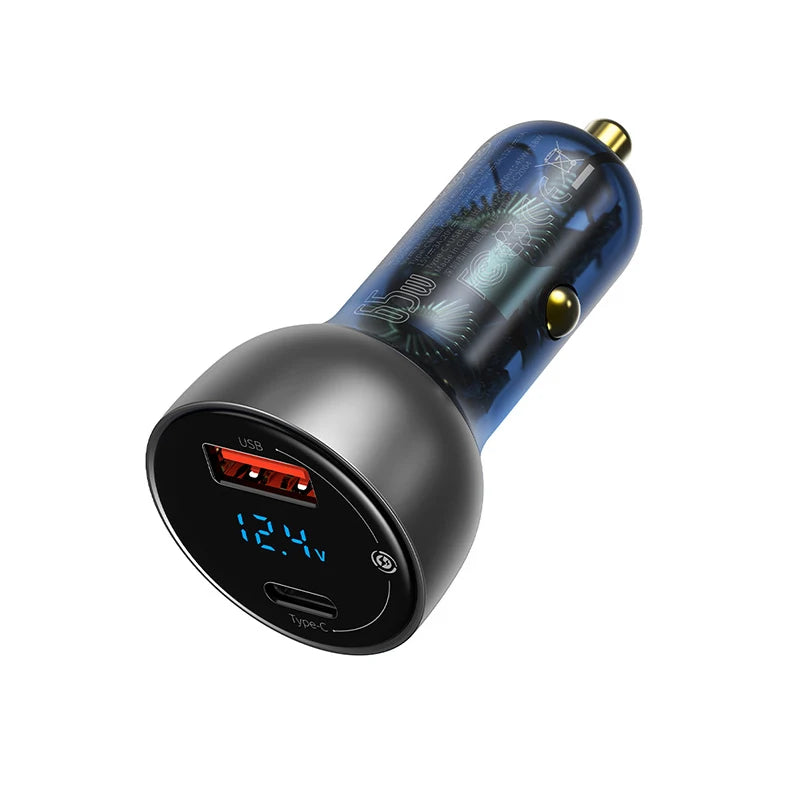 Baseus 65W Car Charger Quick Charge 4.0 3.0 USB Car Charger QC4.0 QC3.0 Type C PD Fast Charging For iPhone MacBook Laptop Xiaomi