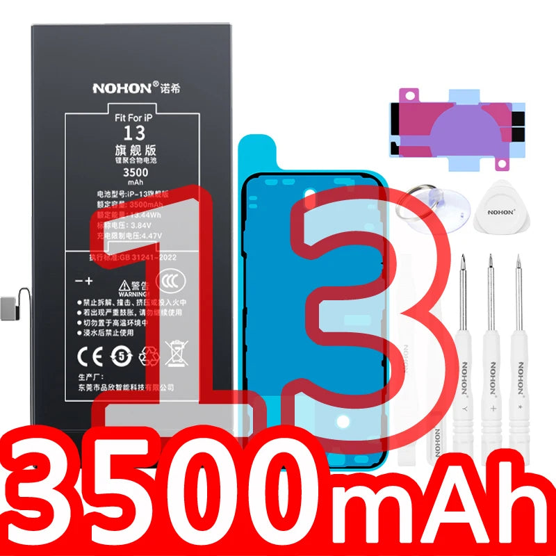 NOHON High Capacity Phone Battery for iPhone 13 13Pro 12 Pro 11 X XR XS 12Mini 13PM 15Pro MAX 14 SE SE2 SE3 Replacement Bateria