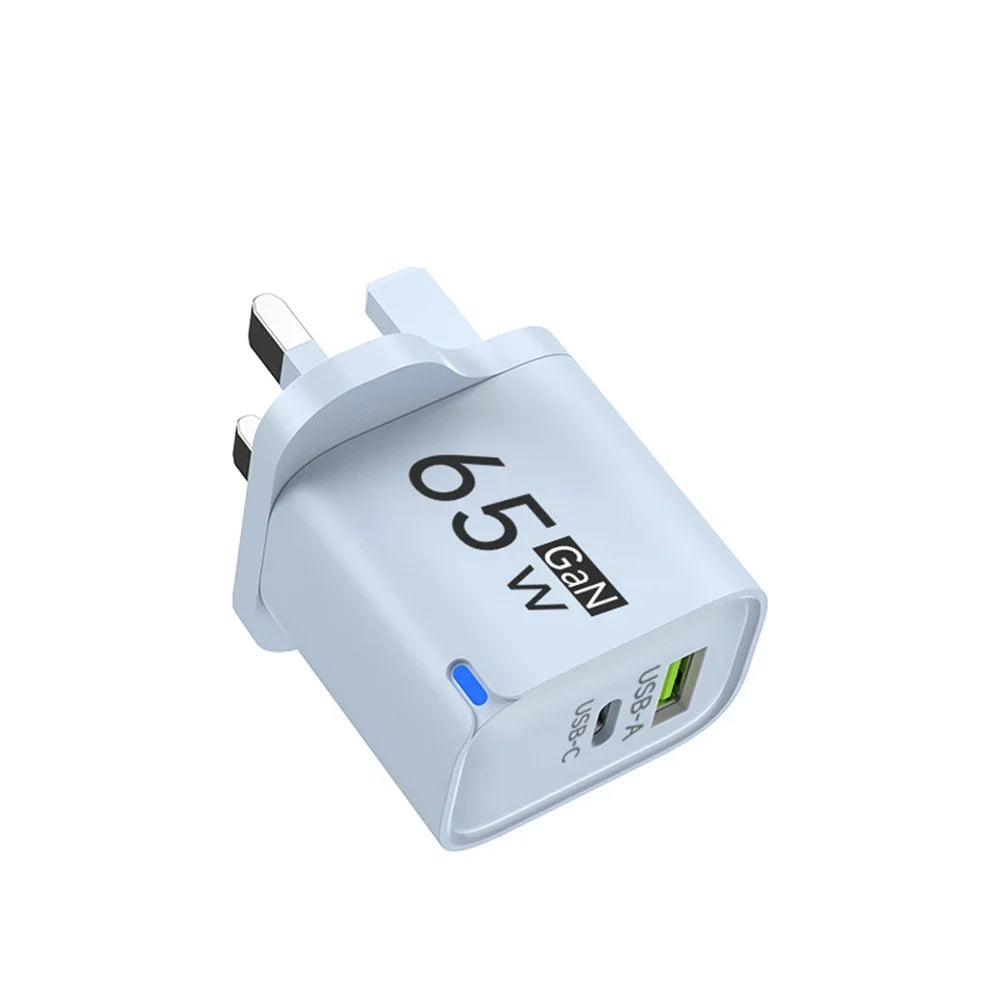 PD 65W USB C Fast Charger Quick Charge Wall Adapter For iPhone 16 17 Xiaomi Samsung Huawei OnePlus EU US UK Plug Travel Charger