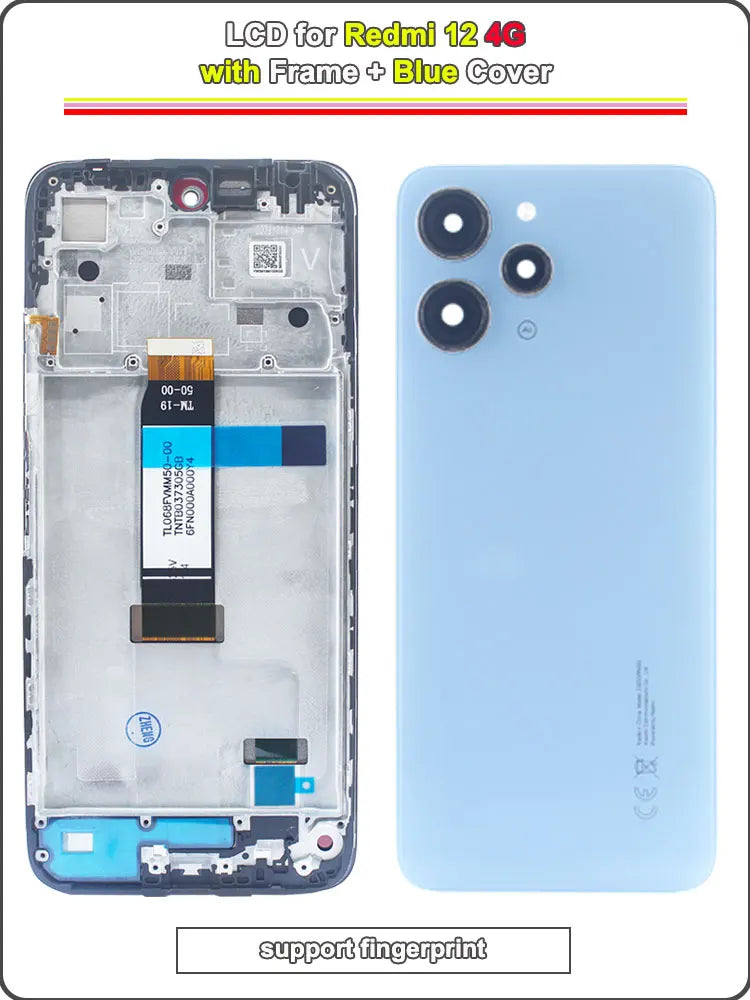 6.79 LCD for Redmi 12 4G LCD Phone Display Touch Screen Digitizer Replacement Assembly for Redmi 12 4G LCD with Frame