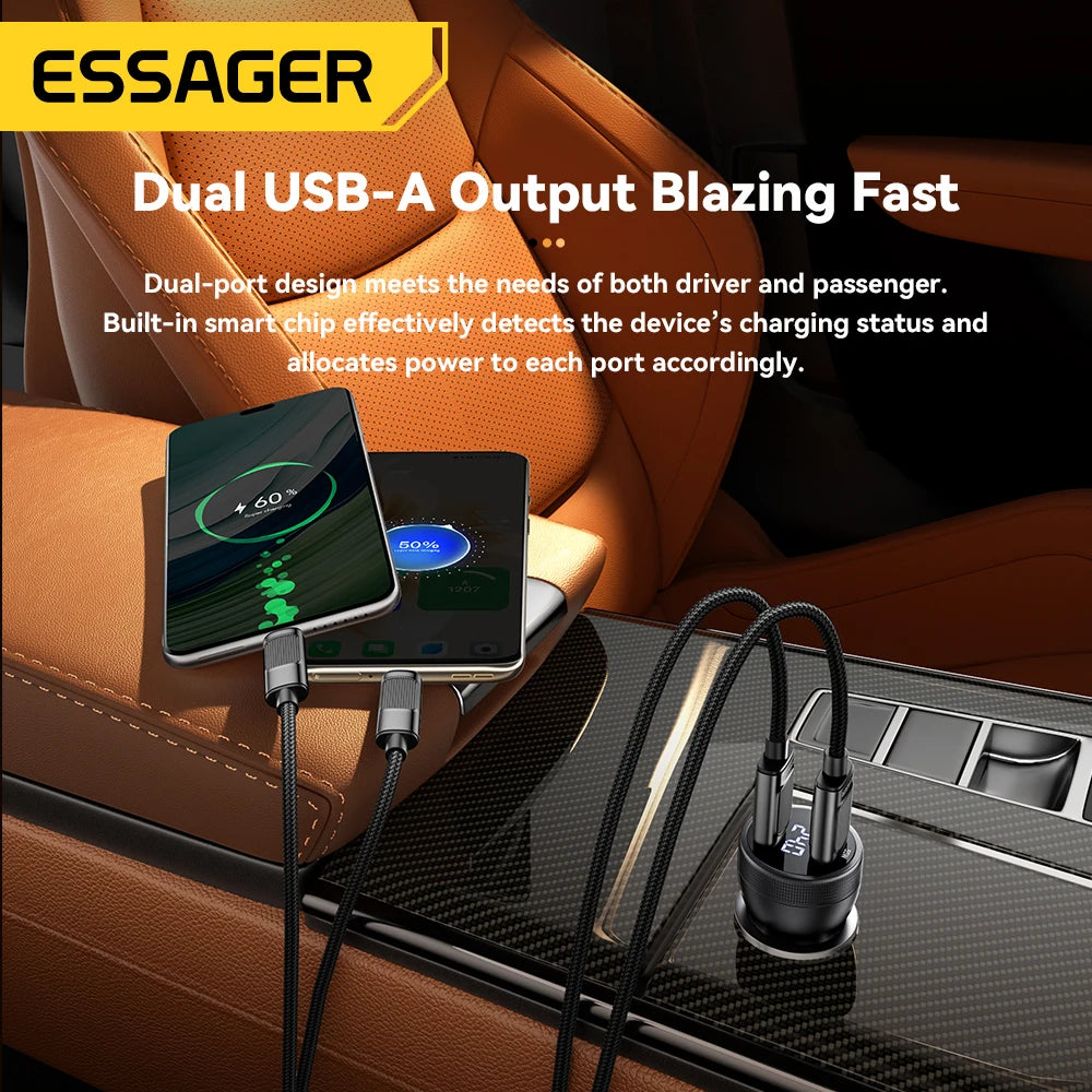 Essager 73W USB C Car Charger Quick Charge 4.0 PD3.0 Fast Ch