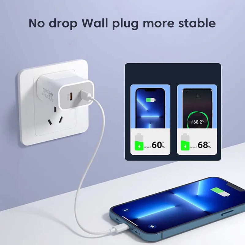 40W Fast Charger Type C Dual Port PD Fast Charging Charger A