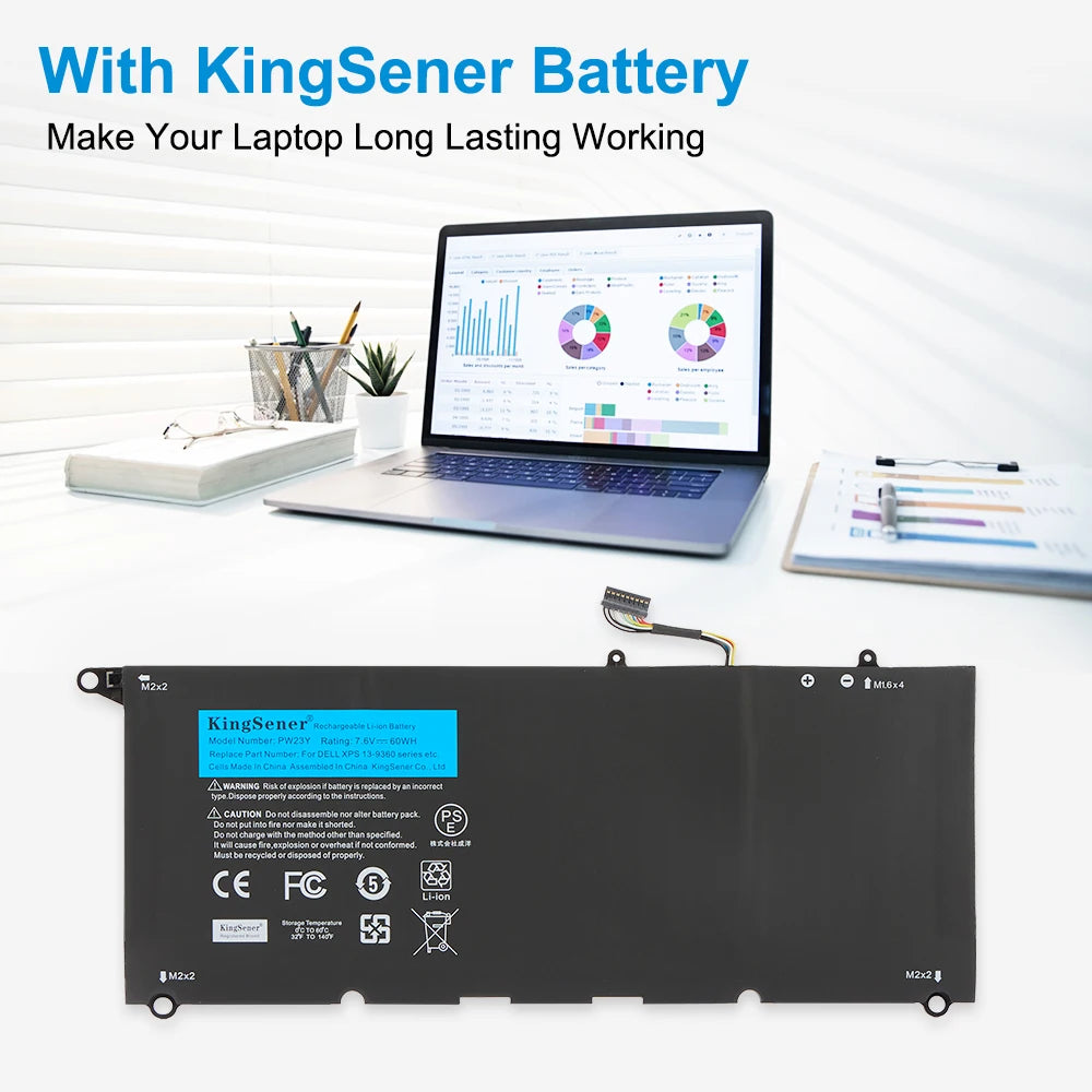 KingSener PW23Y Replacement Laptop Battery For DELL XPS 13 9