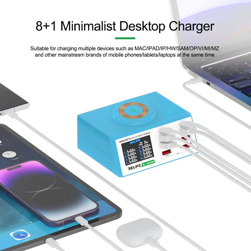 RELIFE RL-309AW Dual QC3.0 USB Charger with LCD Display 8 Po
