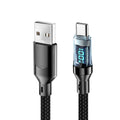 Oozcc 120W MAX 6A Fast Charging LCD Dynamic Display Cable USB-A to Type-C PD Cable Nylon Data Sync Compatible for Samsung Pho