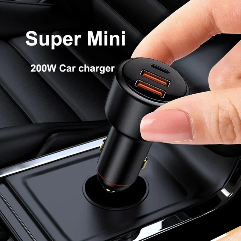 200W USB PD Car Charger 3port Super Fast Charger2.0 100W 65W
