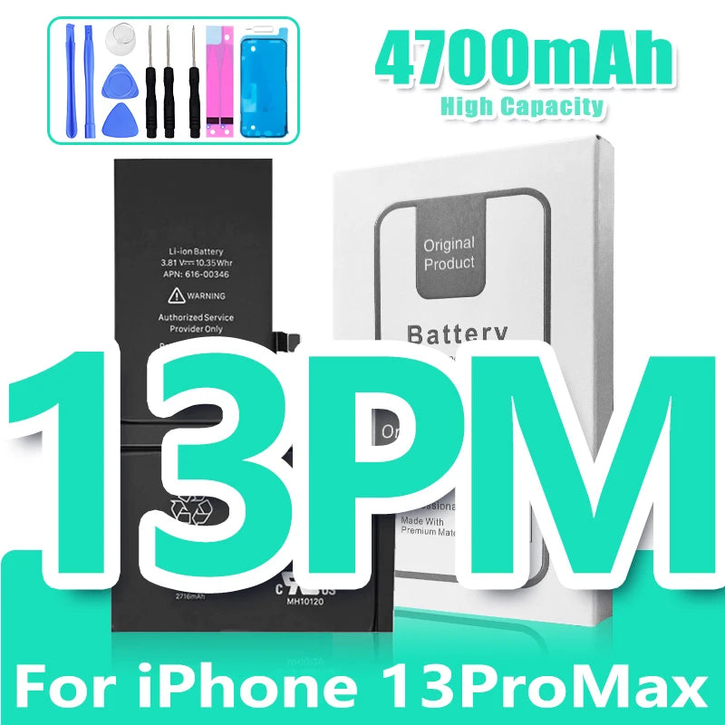 0 Cycle Replacement Battery for iPhone 11 12 13 14 Pro Max Mini High Capacity Phone for Apple iPhone with Free Repair Tools Set