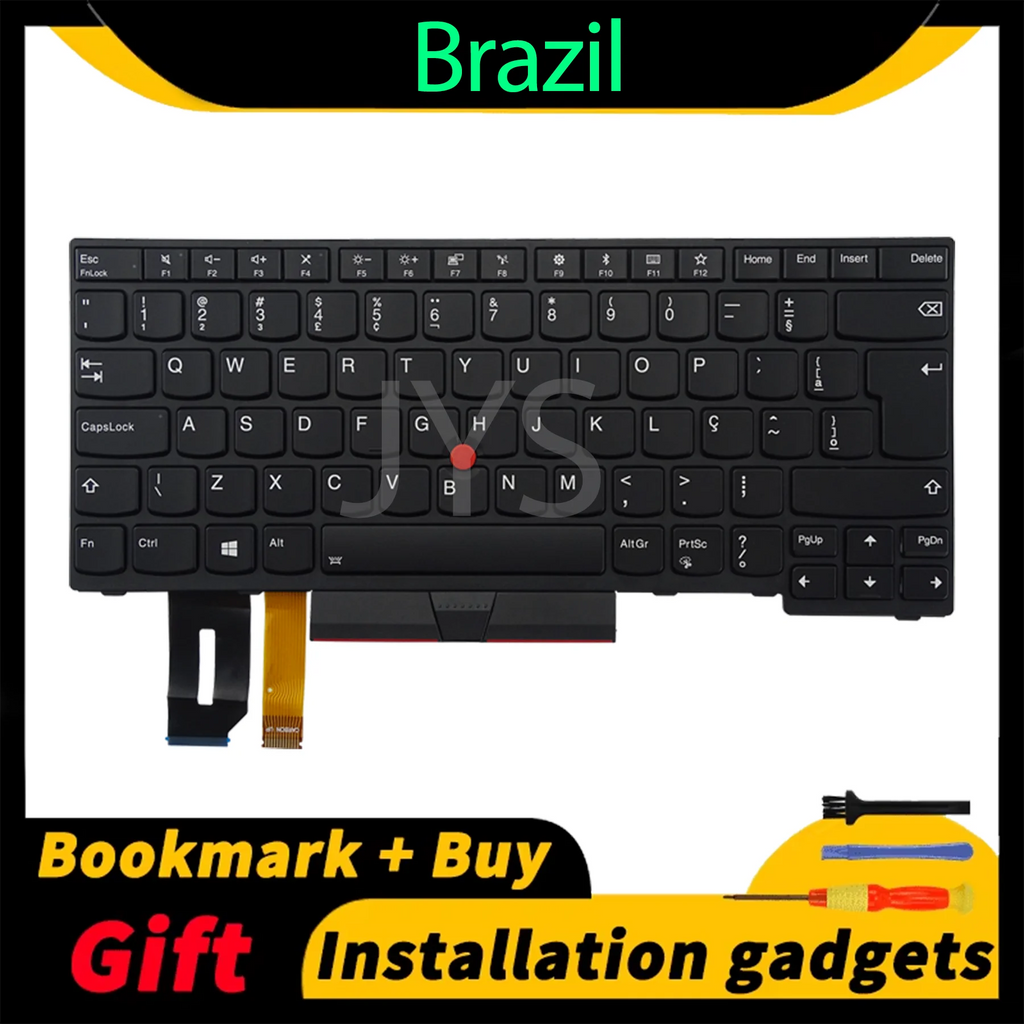Laptop Replacement Keyboard for Lenovo ThinkPad E480 E490 L380 R480 T480S L490 T490 With Backlight US/UK/Spanish/French Layout