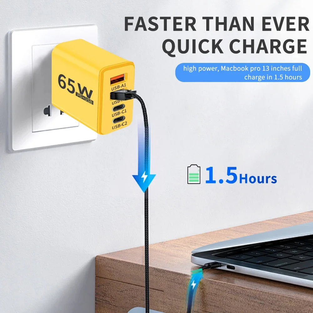65W Fast Charge Multi-Port Charger Universal High-Speed Char