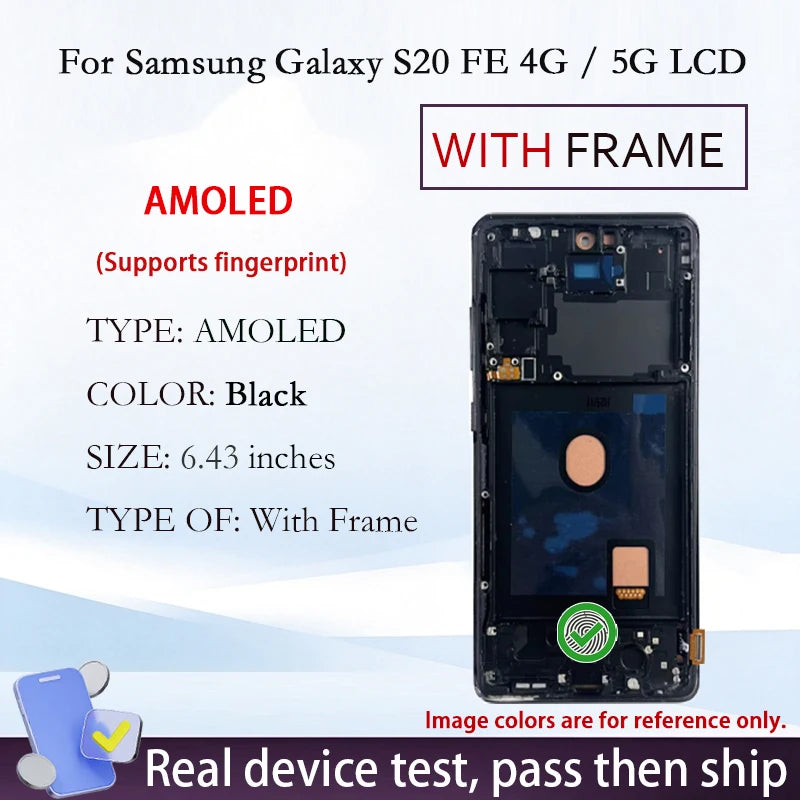 New S20 AMOLED LCD For Samsung Galaxy S20 FE 4G 5G Touch Digitizer Display Assembly Replacement Repair Spare Phone Screen Parts