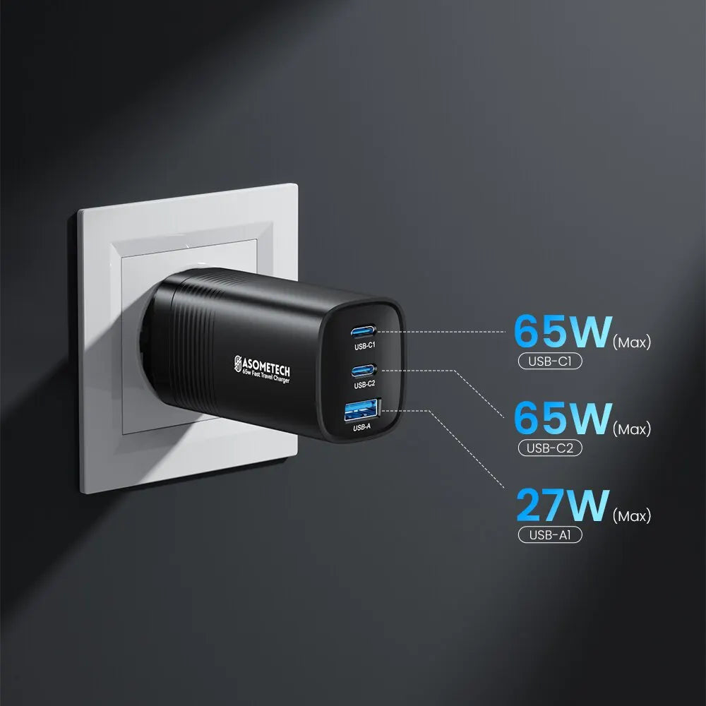 ASOMETECH GaN USB Type C Charger 65W 45W PPS PD QC4.0 Quick 