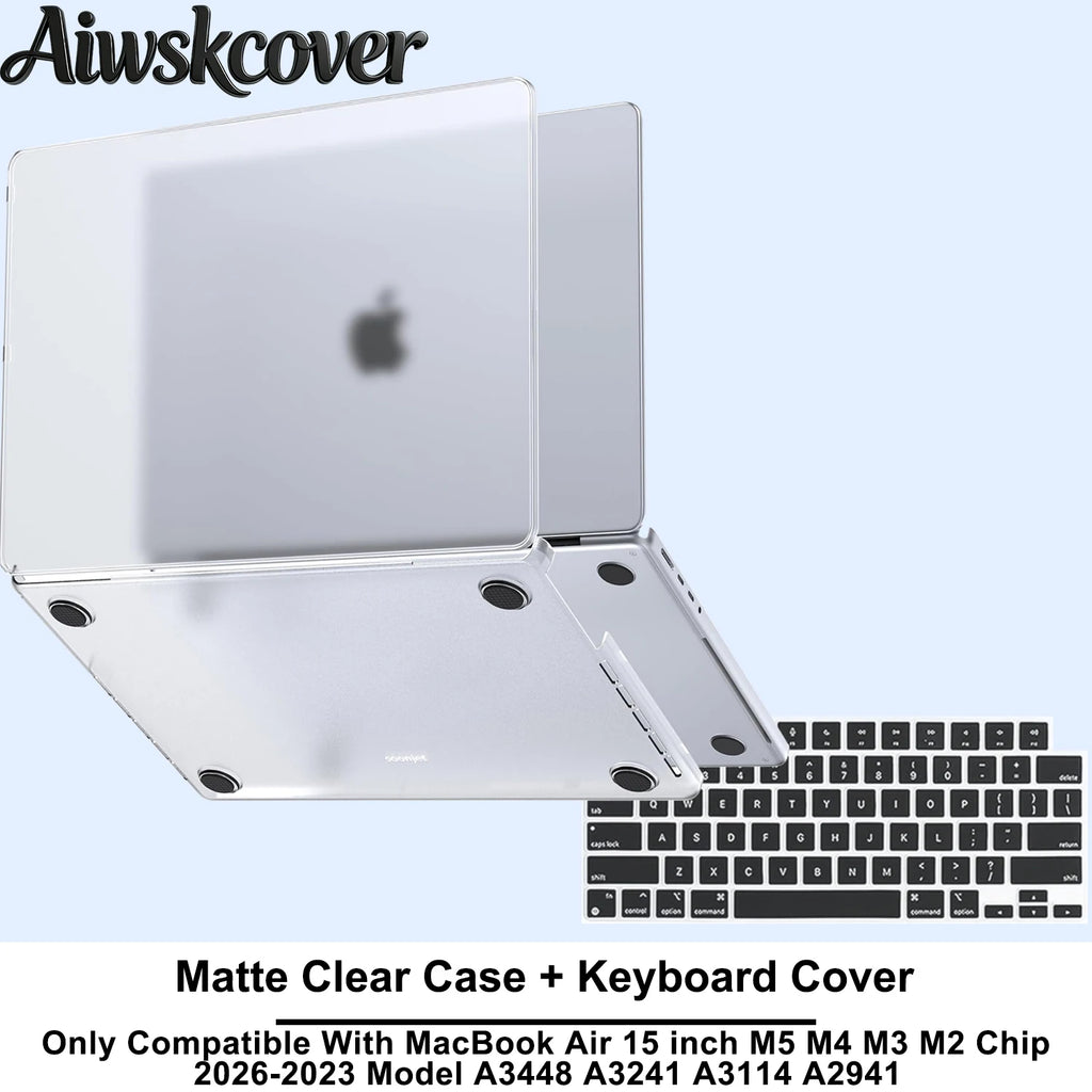 For MacBook Air 15 inch Case M5 M4 M3 M2 2026 2025-2023 Hard Shell Laptop Cover With Keyboard CoverModel A3448 A3241 A3114 A2941