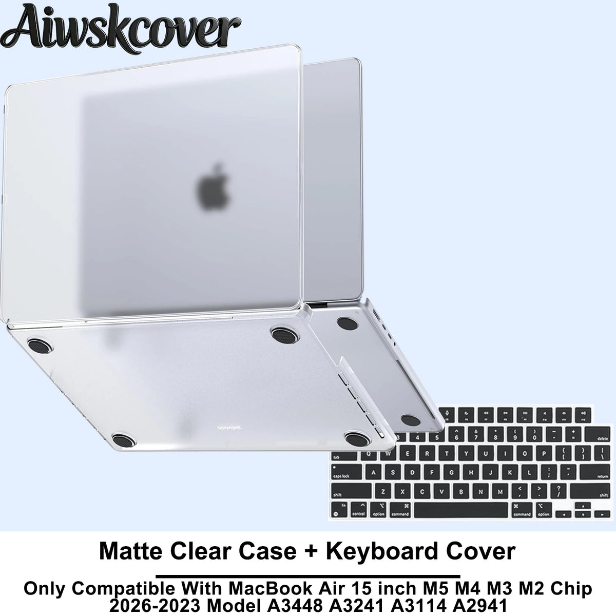 For MacBook Air 15 inch Case M5 M4 M3 M2 2026 2025-2023 Hard Shell Laptop Cover With Keyboard CoverModel A3448 A3241 A3114 A2941