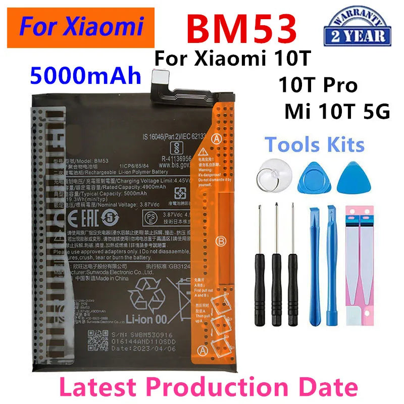 100% Orginal BM53 5000mAh Battery For Xiaomi 10T/10T Pro/ Mi