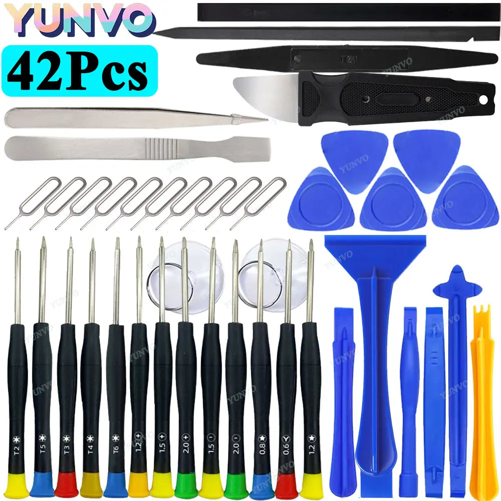 48Pcs Precision Screwdriver Repair Tool Kit Metal Curved Screen Pry Spudger Opening Tools SIM Eject Pin Pry Blade Tweezers
