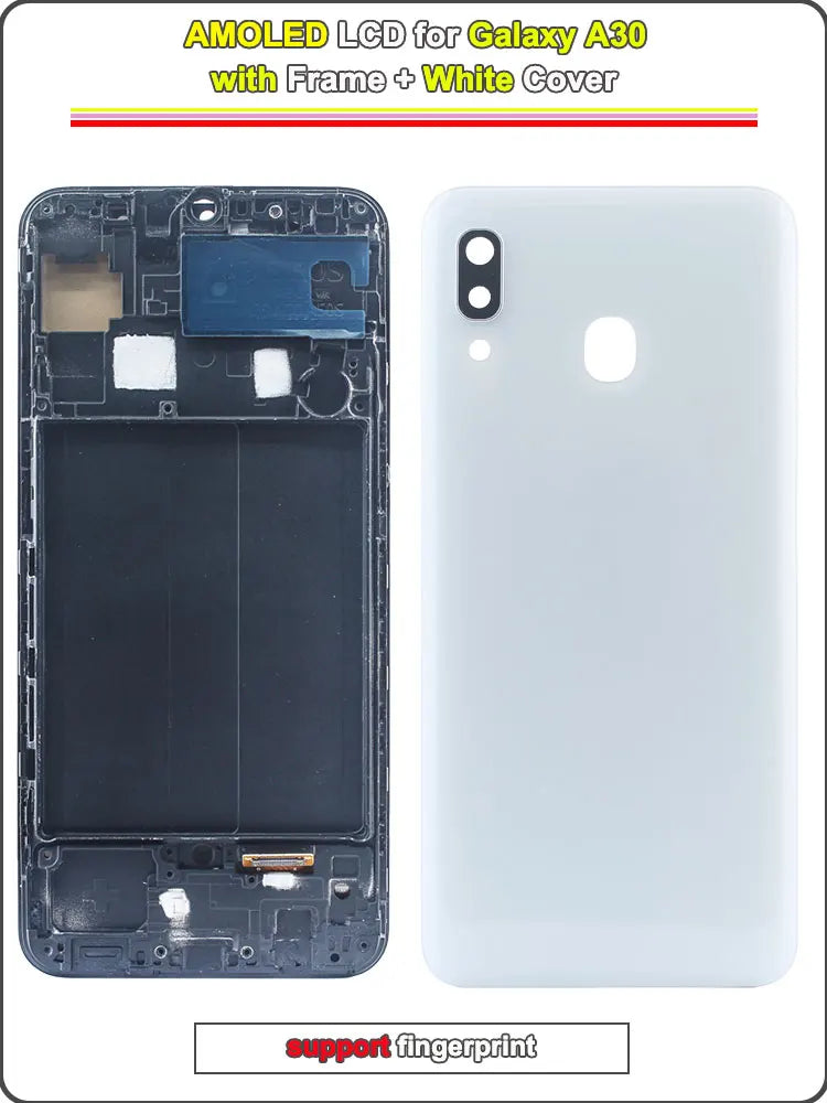 AMOLED LCD for Samsung Galaxy A30 LCD Display Touch Screen Digitizer Assembly for Samsung A30 A305F A305G Phone LCD with Frame