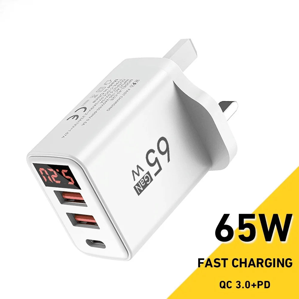 GaN 65W USB C Charger PD Fast Charging Phone Charger Power A