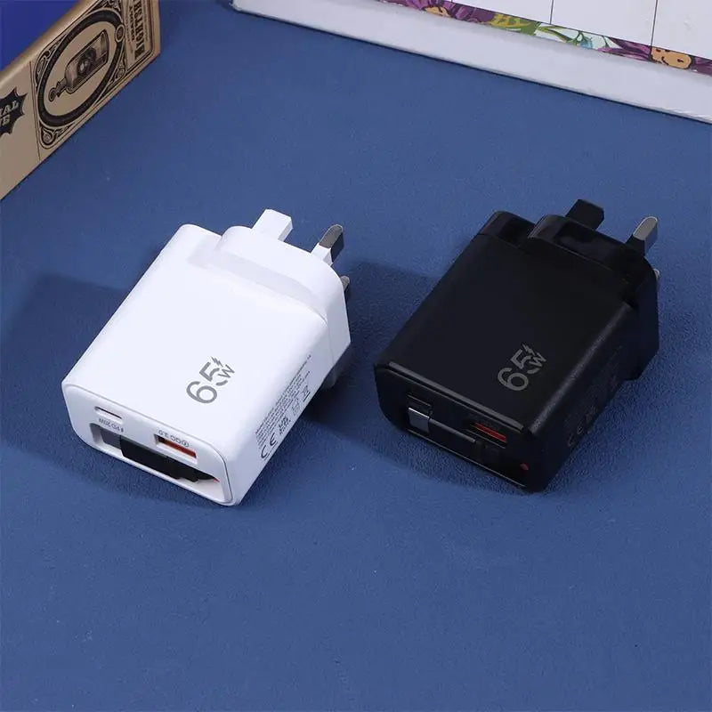 65W Super Fast Charge USB Phone Charger With Retractable Sup