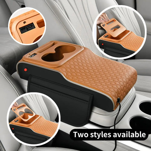 1 Multifunctional Car Armrest Box with Replaceable Cover Fea
