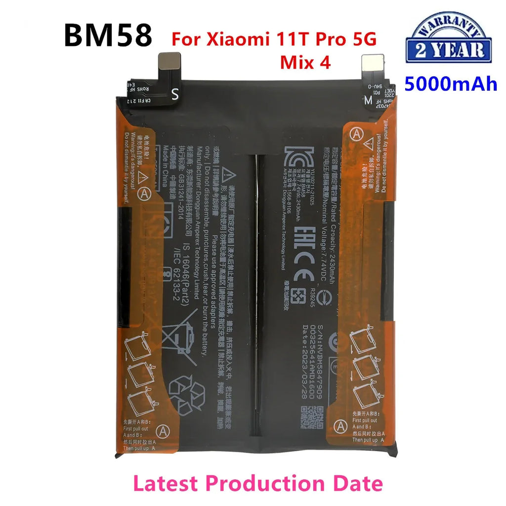 100% Orginal BM58 5000mAh Battery For Xiaomi 11T Pro 5G/ Mix