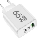 65W GaN Fast Wall Charger 3 Port USB A+C QC PD Charging Station Universal US EU UK KR Plug for Tablet Electronic smart devices
