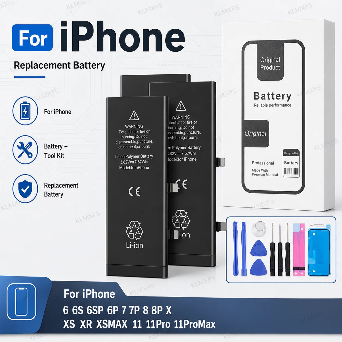 Battery for iPhone 6S 6 Plus 7 8 X XR XS Max 11 11 Pro Mobil