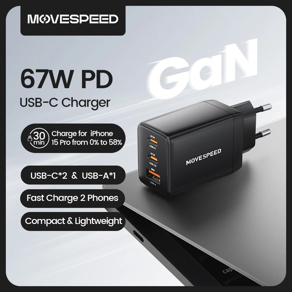MOVESPEED 67W USB-C Charger Fast Charging 65W PD Type C PPS 