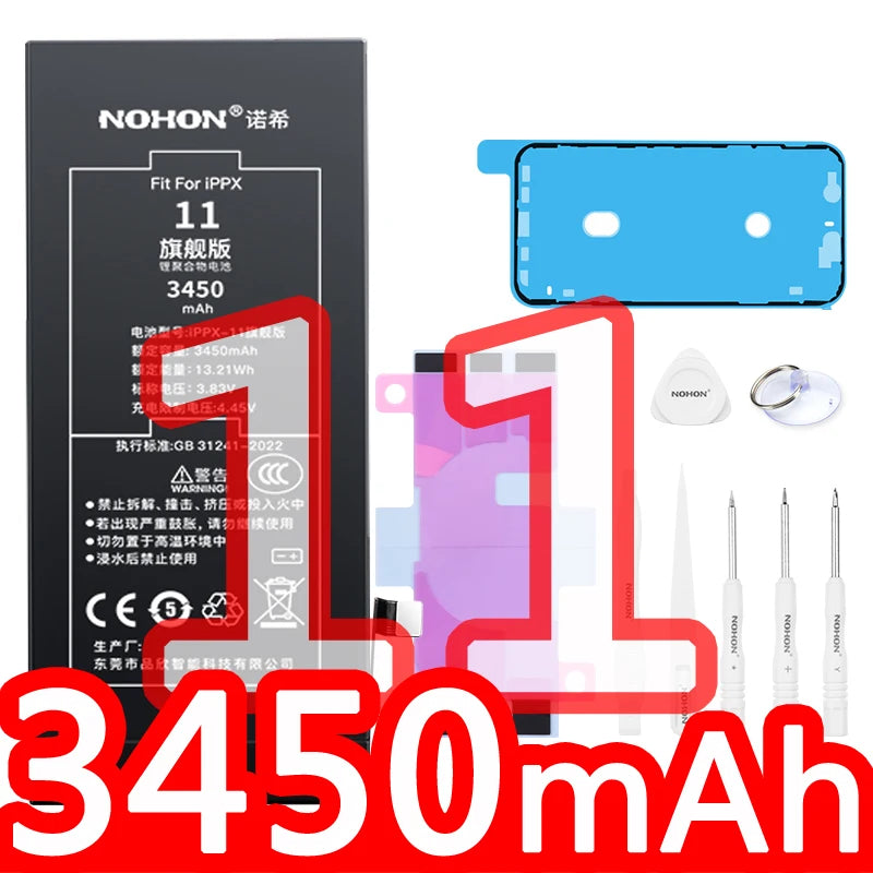 NOHON High Capacity Phone Battery for iPhone 13 13Pro 12 Pro 11 X XR XS 12Mini 13PM 15Pro MAX 14 SE SE2 SE3 Replacement Bateria