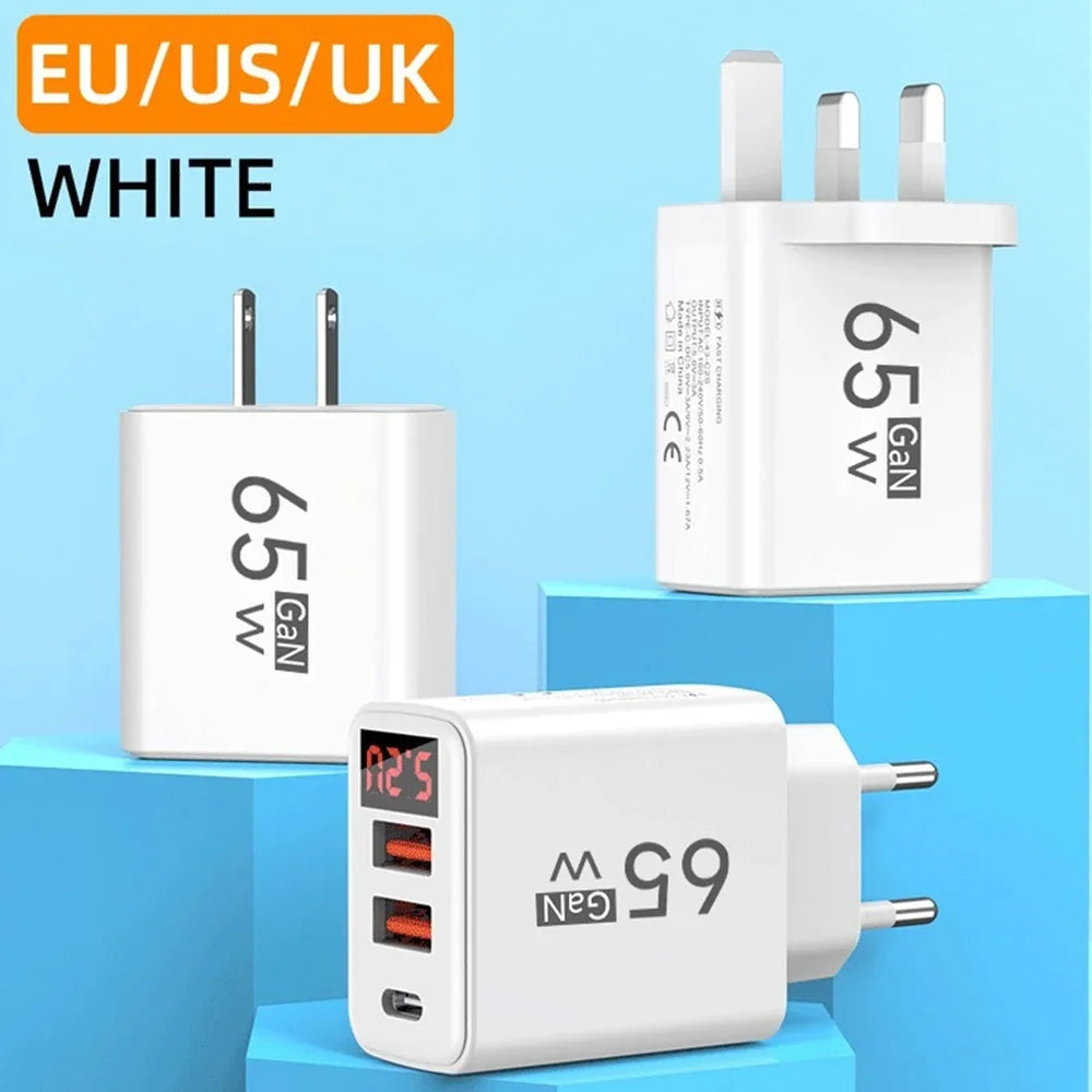 65W USB Type C Charger Quick Charge EU/US Plug Wall Charger 