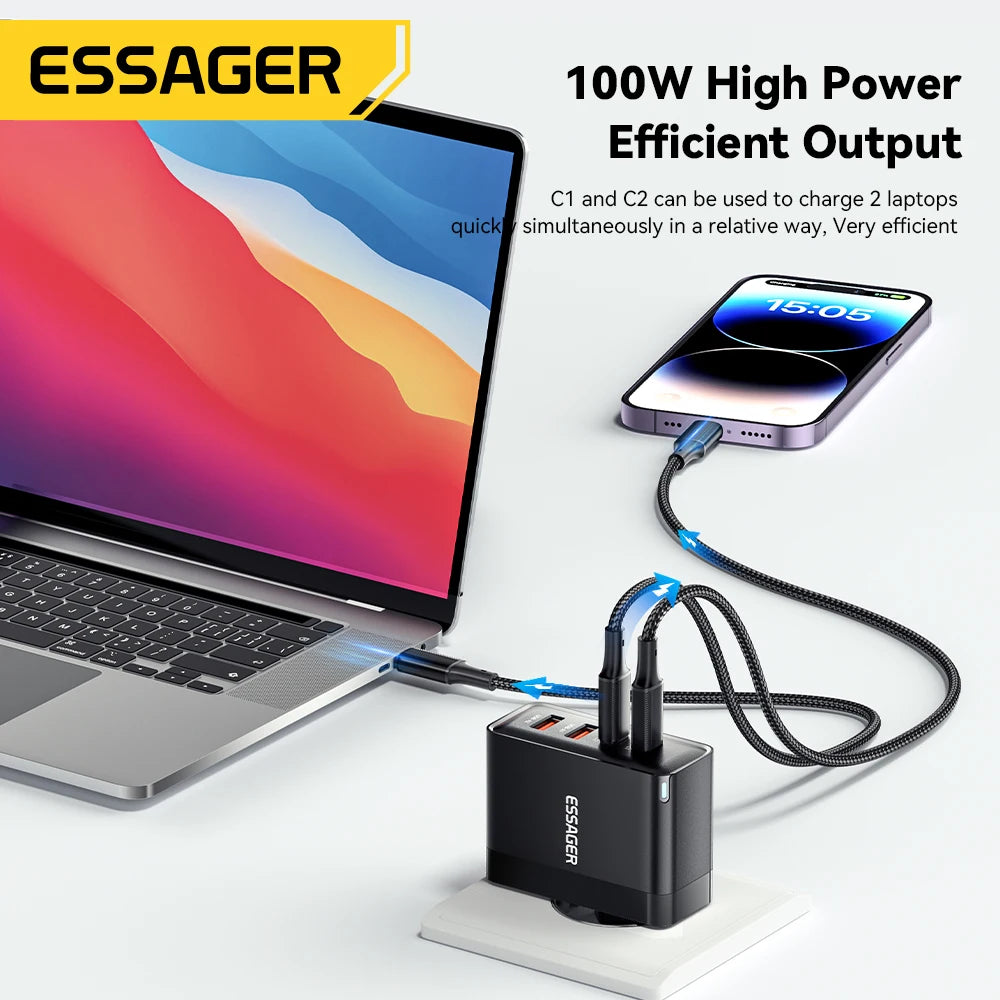Essager 100W USB Type C Charger 65W PD Quick Charge4.0 3.0 T