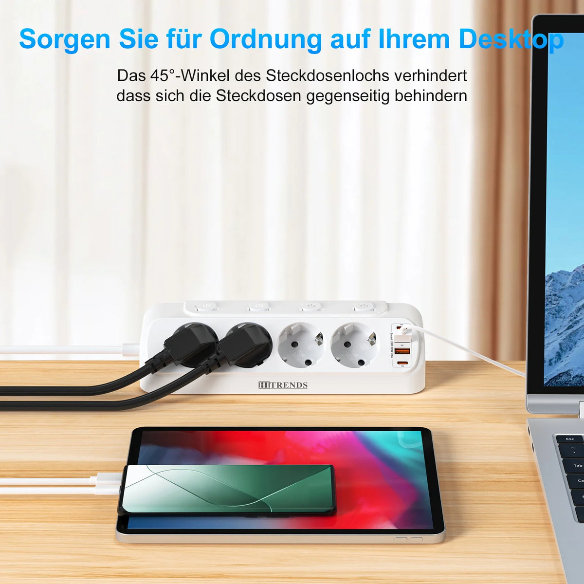 Eu Plug Multi-Function Power Board 2 USB-A and 2 USB-C Fast 