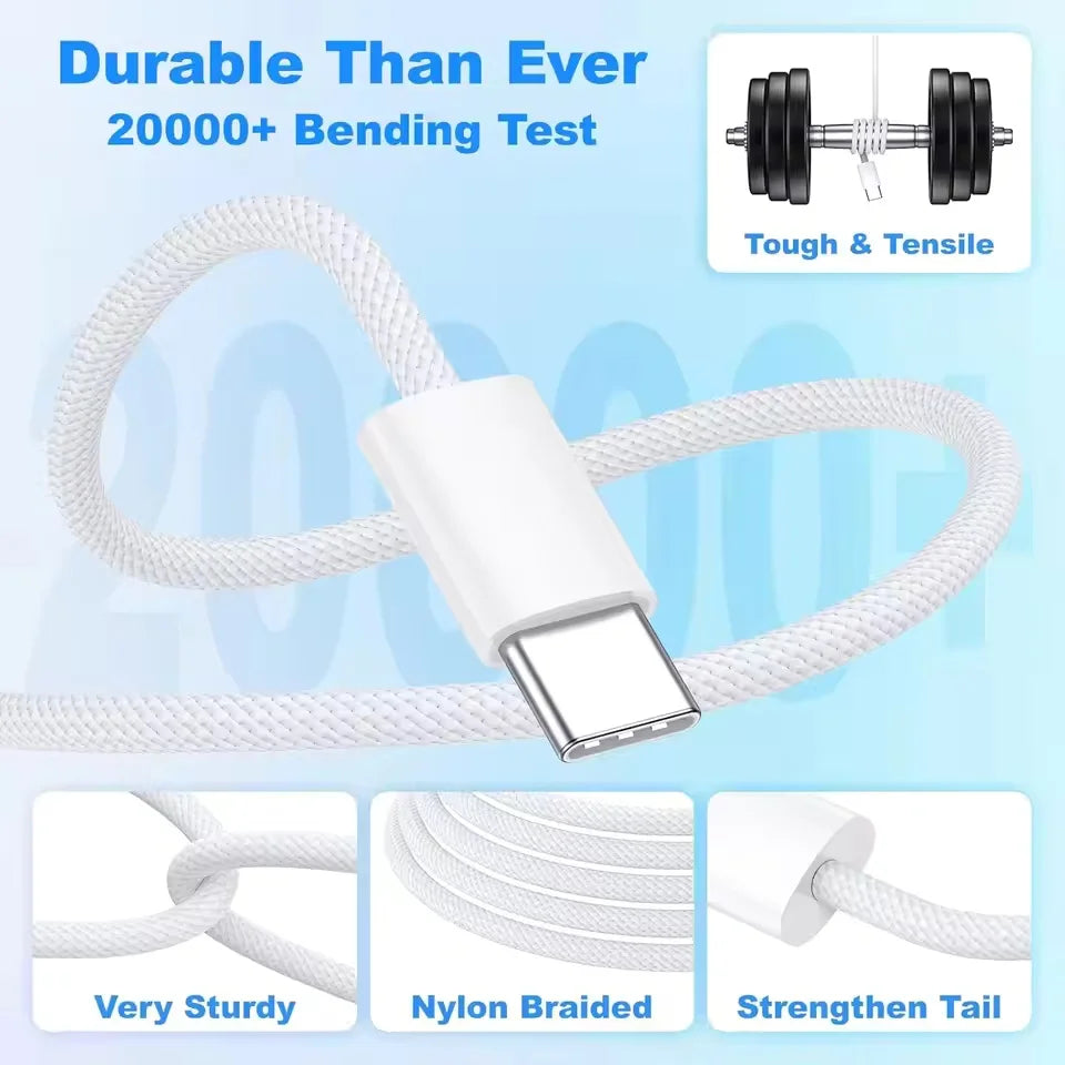 PD 40W Charger USB C Fast Charging Cable For iPhone 17 16 15