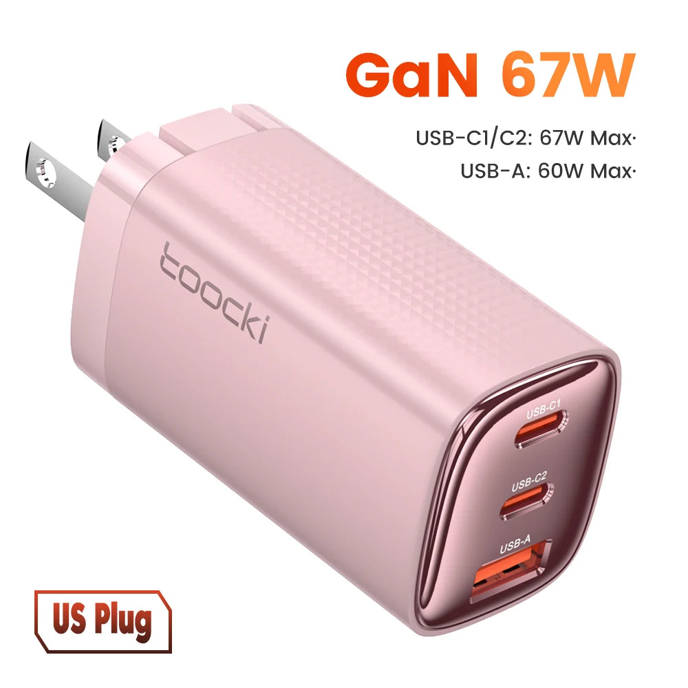 Toocki 67W GaN USB Type C Charger Digital Display 65W 45W PPS PD QC4.0 Quick Charge For Macbook Laptop IPAD Tablet iPhone 15 14