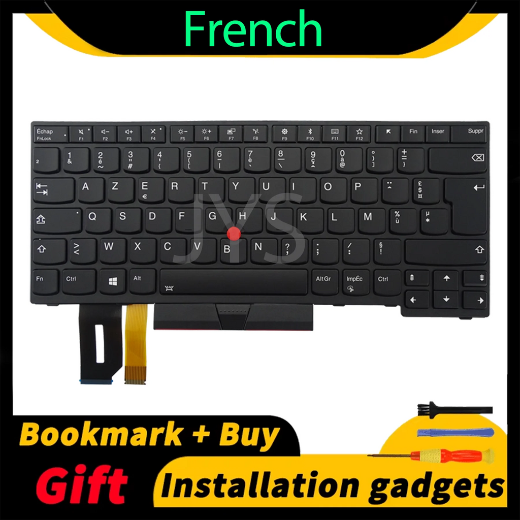Laptop Replacement Keyboard for Lenovo ThinkPad E480 E490 L380 R480 T480S L490 T490 With Backlight US/UK/Spanish/French Layout