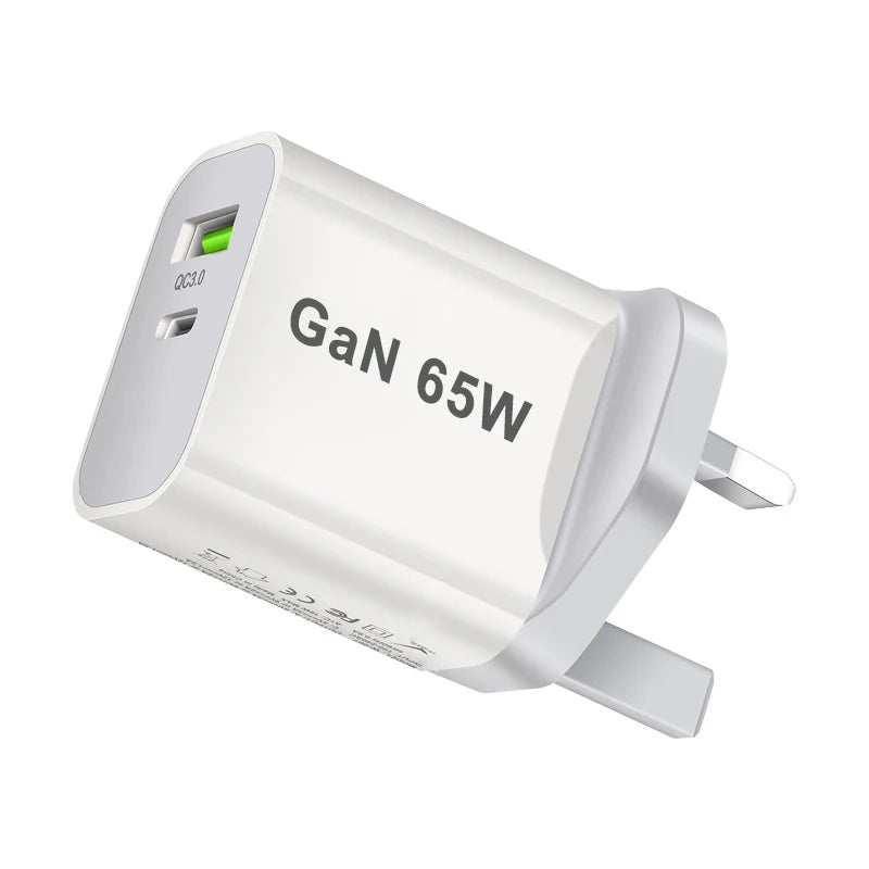 UK/AU/EU/US USB C Charger 65W PD 3.0 GaN Charger Type C Powe