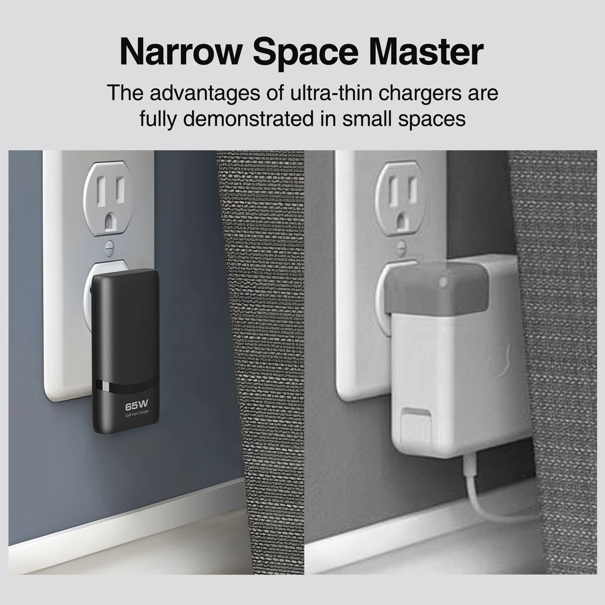 65W GaN 2-port Flat USB-C Wall Charger With USB C Fast Charg