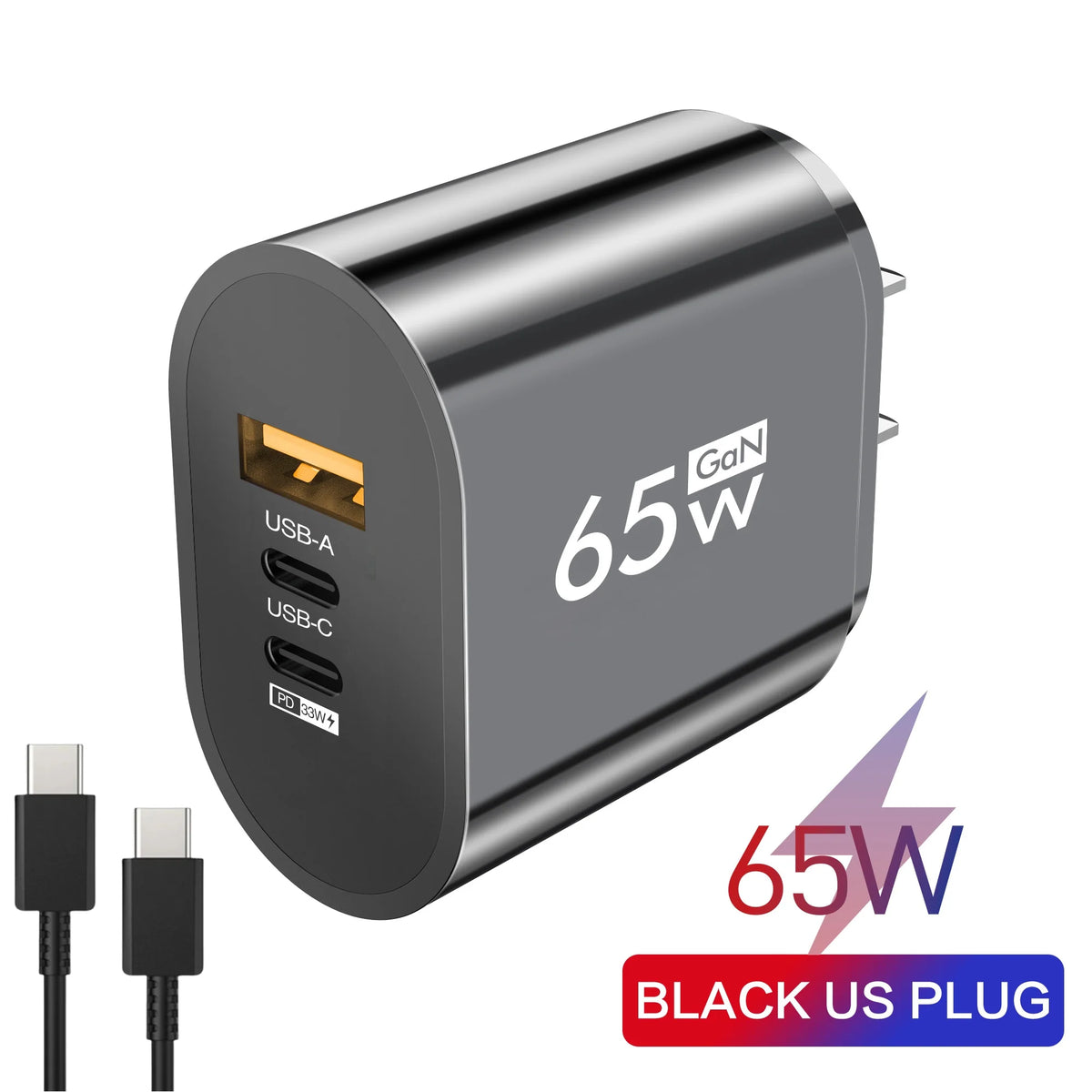 GaN 65W USB Type C EU/US Plug Charger Mobile Phone Power Adapters For iPhone Xiaomi Huawei Samsung Quick Charging Wall Charger