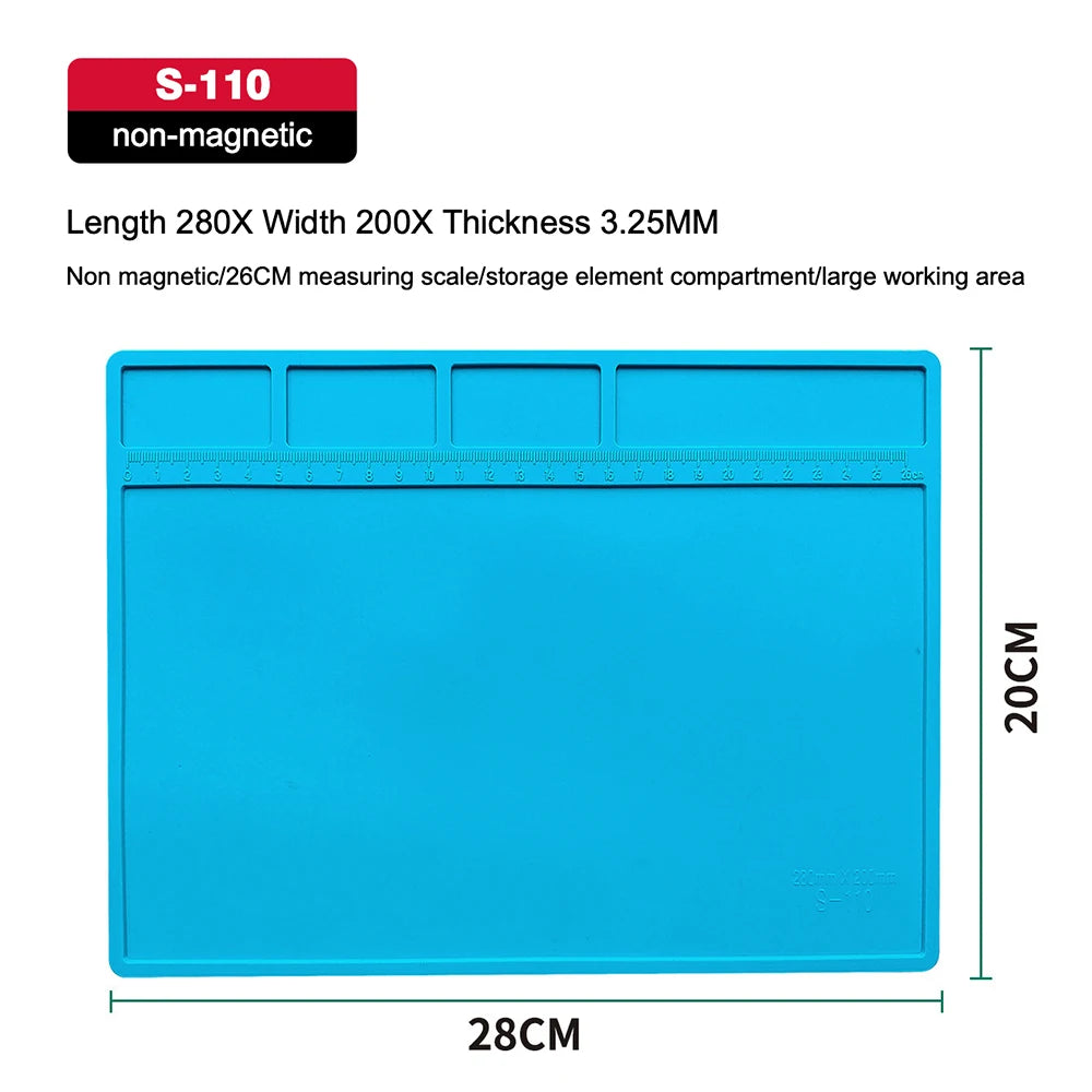 Silicone Soldering Pad Desk Platform Mat for Welding Station Iron Phone PC Repair Magnetic Heat Insulation No Lead S-160