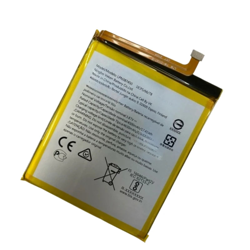 3.87V 4500mAh Replacement Phone Battery LPN387450 1ICP5/66/7