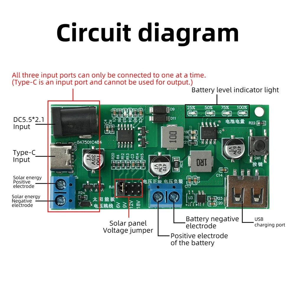 MPPT Solar Charger Control Board 5V 2.1A USB Output Anti Rev